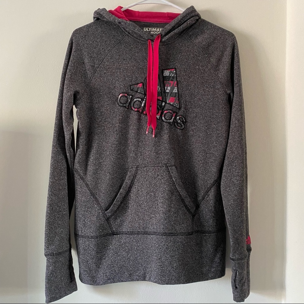 Adidas Gray and Pink Hoodie